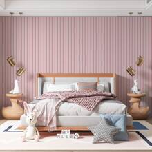 Papel de Parede De Ripa Rosa - Quarto - 10M - Visão 2