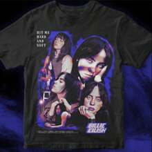 Camiseta Unissex Cantora Billie Eilissh 90's Lyrical Music Pop Camisa ENVIO IMEDIATO PROMOÇÃO - Preto - Visão 2