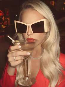 1pc Cat Eye Oversized Frame Fashion Half-Rim Fashion Glasses For Women, High-End Look