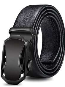 Men's Belt Luxury Leather Ratchet Buckle Wide Large 1.20 CMCasualPU LeatherBuckle - 黑色帶扣 - 查看 2