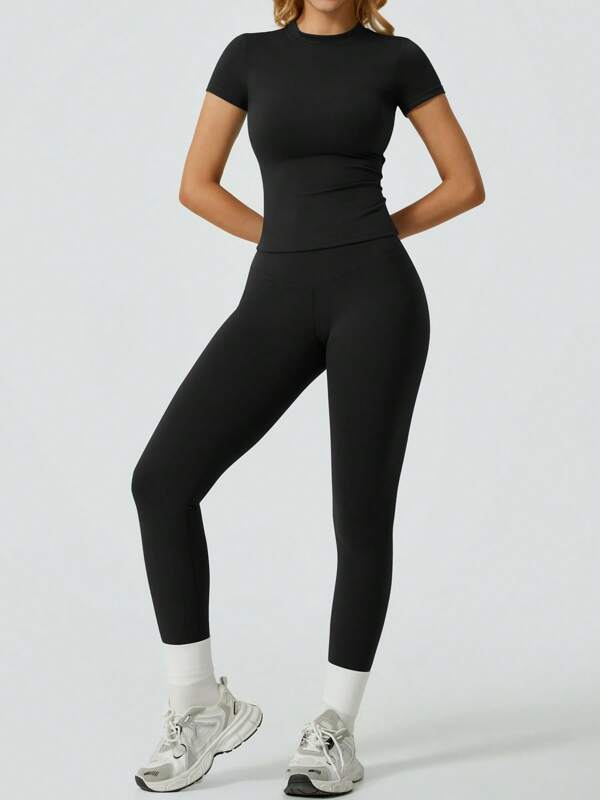 NcmRyu Damen einfaches, einfarbiges Lässig Sport Set, Frühling/Sommer