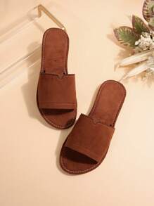 Sandalias planas casuales para mujer, con punta redonda, antideslizantes, para usar en interiores, exteriores y playa