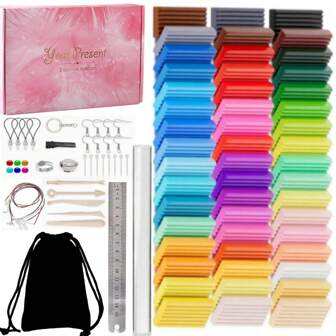 24/50 couleurs Kit de modelage en argile polymère, ensemble de démarrage d'argile à sculpter à cuire au four, comprend des outils de sculpture, des accessoires de bijouterie, des tiges acryliques, des emporte-pièces ronds, convient aux adultes et aux adolescents comme cadeau de remise des diplômes (couleurs aléatoires)