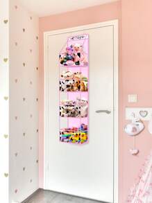 1pc Black/Pink/Grey 4-Shelf Over The Door Hanging Organizer With 2 Metal Hooks,Cow Pattern 4 Pocket Over The Door Wall Mount Storage With Clear Windows For Baby Nursery Bathroom Closet,Bedroom,Dorm,Diapers,Kids Dolls - Cow Pattern - View 8