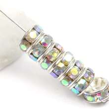 100/200/500 件圆珠隔珠，用于珠宝制作，6 毫米、8 毫米、10 毫米水钻隔珠，用于手链，隔珠用于钢笔，珠子隔珠用于 DIY 工艺品 - AB彩 - 查看 3