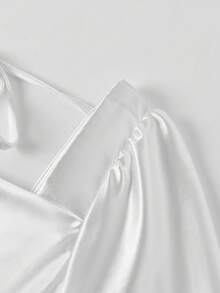 法式长袖鱼尾裙主持人女装新款时尚纯色缎面认证订婚礼服性感包臀女士晚礼服酒会聚会连衣裙婚礼宾客礼服