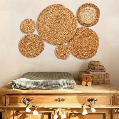 16pcs Boho Style Wall Hanging Basket, Woven Decorative Baskets, Bohemian Art Round Farmhouse Baskets, Kitchen Country Home Decor For Summer, Assorted Sizes (Fashionable)