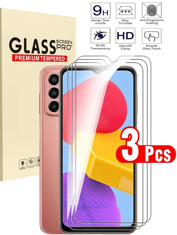 3 piezas Protector de pantalla de vidrio templado transparente HD 9H compatible con iPhone 17 16 Pro Max/compatible con Samsung Galaxy S25 Ultra/compatible con Xiaomi Redmi, diseño talla grande reciente de 2025 anti-golpes y anti-caídas sin burbujas