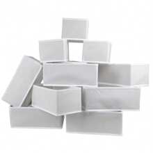 简约风格可折叠布艺收纳盒衣柜梳妆台抽屉隔断收纳篮内衣文胸装饰秋季装饰节日装饰房间装饰家居装饰秋季装饰卧室装饰 - 白色 - 查看 8