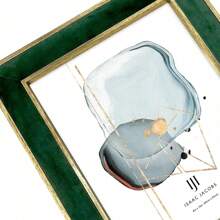 Velvet Picture Frame With Metallic Gold Double Border, Photo Frame, Horizontal & Vertical, Made For Tabletop & Wall Display, For Home And Office (8x10, Green)