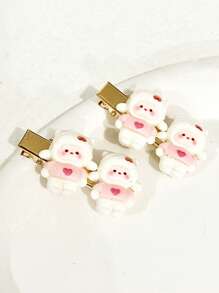 2 件装女士中东斋月羊心樱桃休闲波西米亚派对可爱 ABS 塑料发夹 - 彩色 - 查看 4