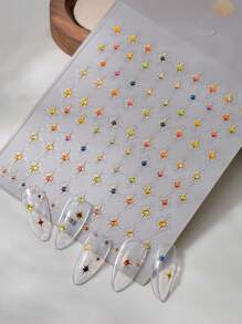 susan notes 1片5D立体浮雕金银四角星十字彩色果冻美甲贴纸，DIY美甲装饰美甲用品美甲贴纸 - 彩色 - 查看 2