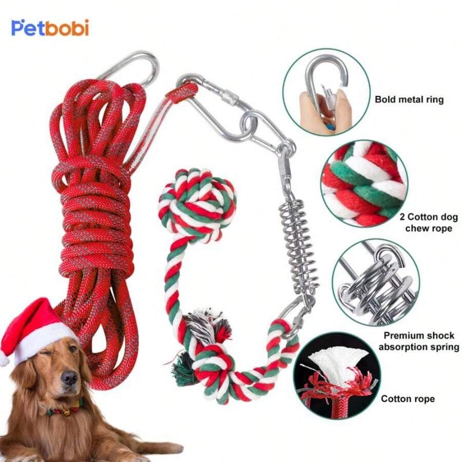 Petbobi Pet Bungee Dog Toy, Tree Tug Toy For Pitbull Interactive & Exercise, Spring Pole Tug Of War Toy With Durable Rope, Muscle Builder Outdoor Hanging Toys For Large Dogs Reduce Boredom
