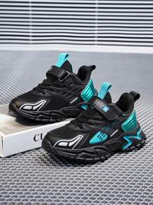 Scarpe sportive casual per ragazzi con chiusura a strappo, ammortizzanti antiscivolo traspiranti in rete, scarpe da basket confortevoli e durevoli adatte per attività all'aperto come corsa e camminata, adatte per teenager e bambini, per uso interno/esterno e per allenamento di basket e corsa