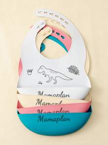 2pcs Personalized Name Pattern Silicone Bibs, Solid Color Bibs, Customized Feeding Supplies, Personalized Gift, Baby Led Weaning - Multicolor - View 6