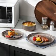 Plates And Bowls Sets, 12 Pieces Modern Stoneware Dinnerware Set For 4 Kitchen Dinner Set Ceramic Dishware Dishes Set Microwave And Dishwasher Safe - Brown - View 8