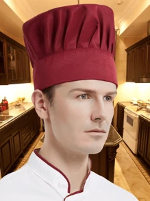 1 pieza Gorra ajustable unisex de poliéster lavable a máquina, elástica, para cocinero, chef, uso diario en restaurantes y uniforme de camarero