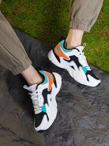 DINGZU 男士防滑透气正式户外系带低帮休闲运动鞋，男士简约真皮正装运动鞋，纯色春秋低帮鞋，网球鞋，橡胶鞋 - 水鴨藍 - 查看 6