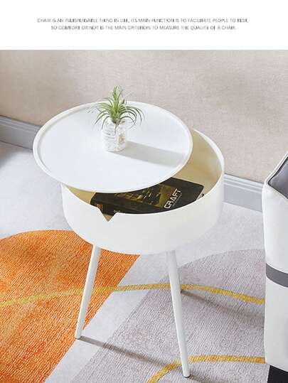 1pc Round Coffee Table, Sofa Side End Small Space Nightst Easy Assembly, Living Room, Bedroom, Outdoor Garden view 3