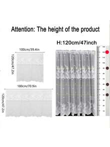 1/2 件法式白色蕾丝边咖啡厅窗帘，装饰小窗帘，适用于客厅、卧室、咖啡店 - 白色 - 查看 3