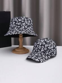 2pcs Polyester Fiber Jacquard Bucket Hat & Beret Hats, Party & Beach Accessories - Multicolor - View 4