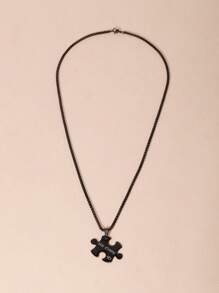 2pcs Stainless Steel Creative Geometric Puzzle Pendant Necklaces For Couples, "Her Weirdo, His Crazy" Letter Design Jewelry Sets, Gift For Christmas, New Year, Valentine's Day,Mom,Mother,Mother's Day,Gift - Multicolor - View 9