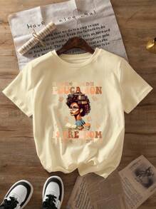 Summer Casual Women's Round Neck T-Shirt, Slim Fit Short Sleeved T-Shirt