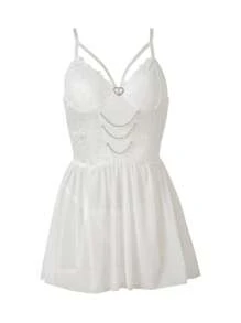 Conjunto de pijama de renda e lingerie sexy para mulheres, vestidos de boneca
