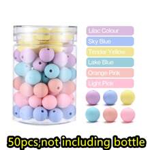 50 Peças/Conjunto Série Arco-Íris de Contas de Silicone, Conjunto de 5-7 cores de contas de silicone de 12mm em granel, contas de silicone soltas redondas para fabricação de chaveiros, kit de contas para a fabricação de joias DIY (Não inclui garrafa)