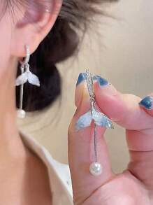 韩版渐变鱼尾珍珠耳环小众奢华耳环气质时尚潮流热销耳钉 - 彩色 - 查看 6