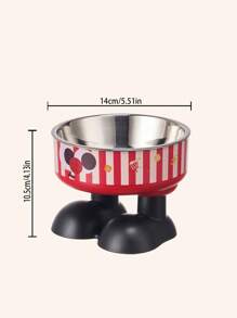 1pc Elevated Cartoon Cat Dog Pet Food Water Bowl With Spill Prevention, Raised Feeder
