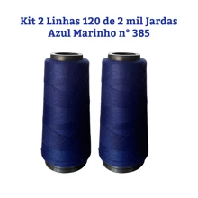 Kit 2 Sewing Threads 120 Straight 2,000 Yards, White, Black And Colored - 藏蓝色 - 查看 1