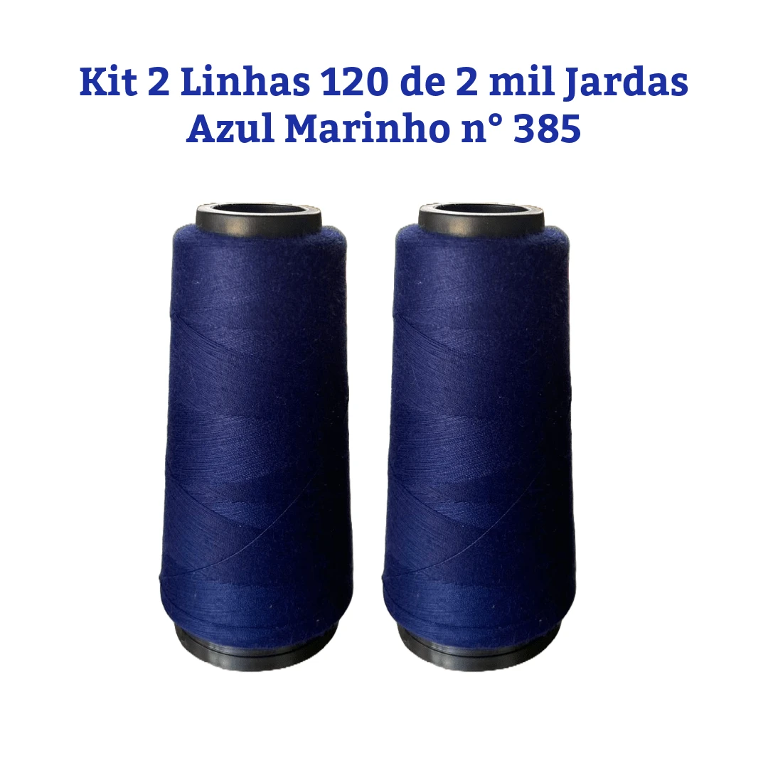 Kit 2 Sewing Threads 120 Straight 2,000 Yards, White, Black And Colored - 藏蓝色 - 查看 1