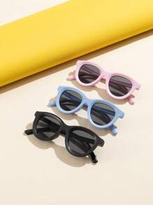 3 Sets Kids Oval Personalized Macaroon Color Cute Fashion Glasses Accessories For Outings - Multicolor - View 1