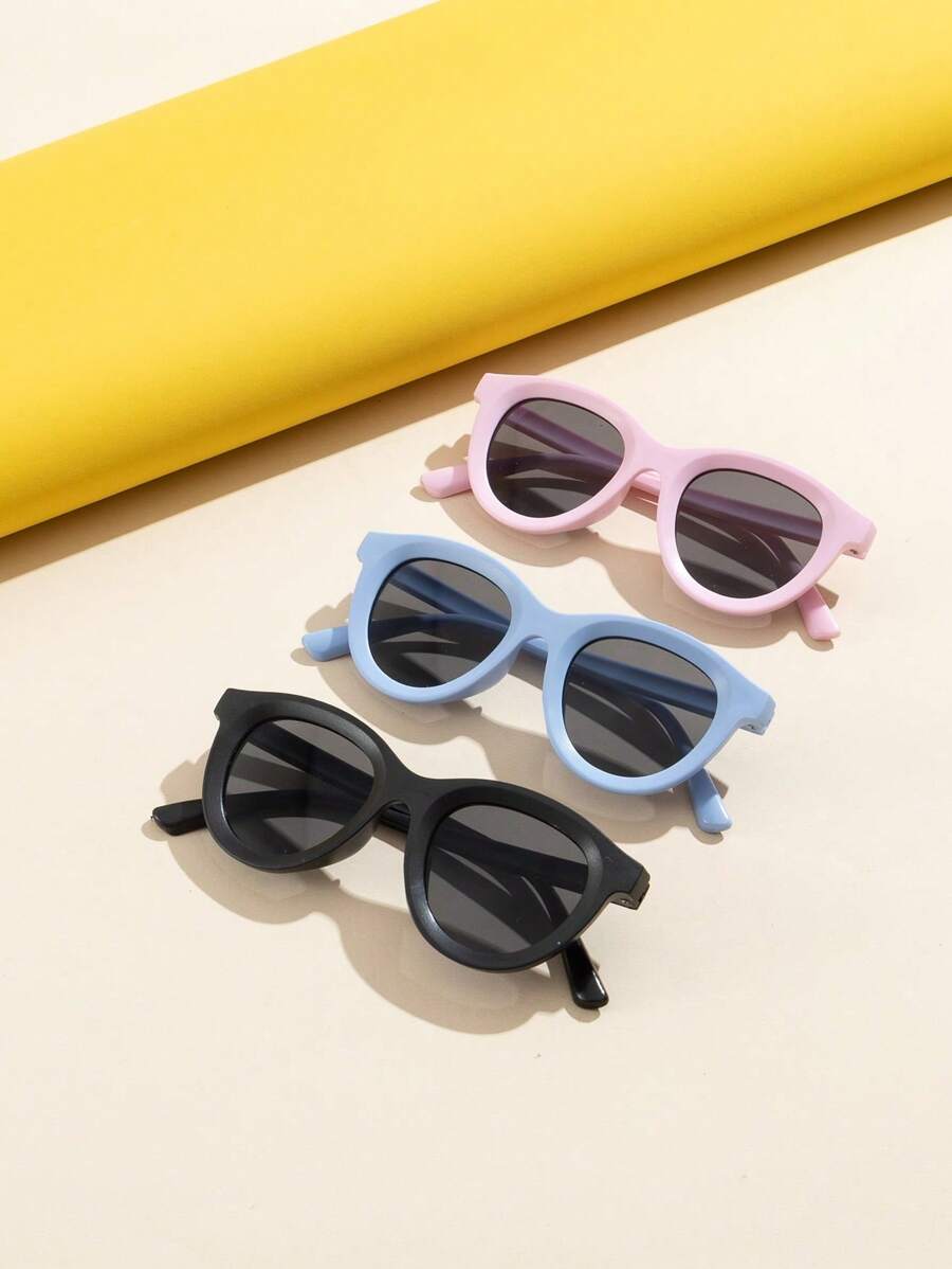 3 Sets Kids Oval Personalized Macaroon Color Cute Fashion Glasses Accessories For Outings - Multicolor - View 1