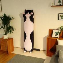 New Long Cat Throw Pillow Plush Toy Cute Cat Plush Toy Soft Large Plush Doll Pillow Pillow Slouchy Person Tatami Waist Support Furniture Sofa Decoration