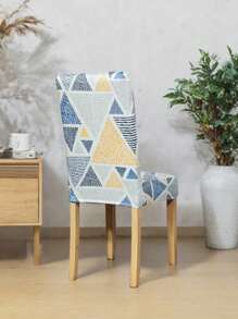 1pc High Elasticity Digital Printing Chair Cover, Geometric Pattern, Bohemian Style, High Stretch Polyester Fiber Dustproof Chair Slipcover