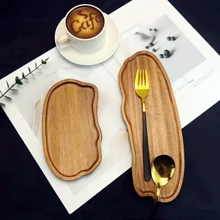 1pc Solid Wood Tray, Wooden Fruit Tray, Wooden Dessert Tray, Multipurpose Snack Tray, Decorative Fruit Plate, Food Platter, Coffee Cup Tray, Tea Cup Tray, Cake Plate, Breakfast Tray, Suitable For Home Kitchen, Hotel Restaurant, Cafe Display Tray, Home Decor, Kitchen Decor