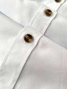 Men's Solid Color Long Sleeve Single-Breasted Casual Formal Shirt - White - View 6
