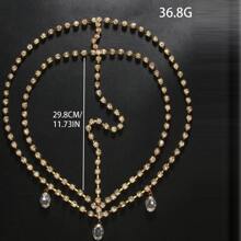 1 chiếc dây chuyền cài trán hình giọt nước bằng bạc đính pha lê, kiểu dáng tối giản, phụ kiện cài tóc, dây cài tóc dạng lưới, trang sức tóc, thích hợp cho đám cưới, dự tiệc, cô dâu tương lai. - Vàng - Xem 2