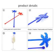 50/30/12/7 件椰子树形塑料鸡尾酒搅拌器，适用于牛奶、咖啡、茶、混合饮料、鸡尾酒、热巧克力，优雅的可重复使用的搅拌器，非常适合生日、婚礼、家庭聚会、海滩派对、鸡尾酒会（随机混合颜色）