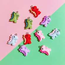 10pcs Random Assorted Colorful Cartoon Mini Dinosaur Beads, Suitable For DIY Jewelry Making Pendants Earrings Necklaces Bracelets Keychains Bag Charms, Resin Crafting Supplies