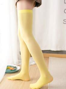 1/4/9/10/15 Pairs Women Solid Color Thigh High Socks, Candy Colors, Over-The-Knee Long Stockings, Suitable For Spring/Summer, Christmas, Cozy