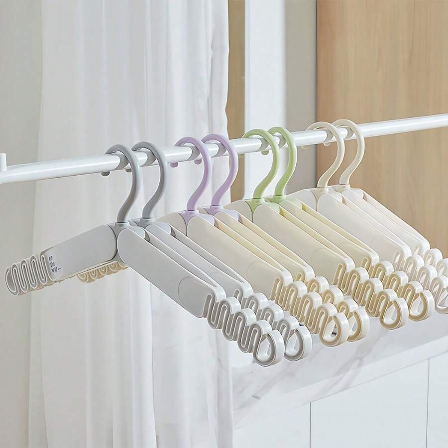 1PC Multifunctional Folding Clothes Hanger, Portable Anti Slip Thick Business Travel Style With Clip