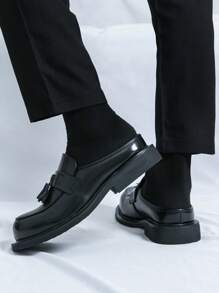 2025 Men's Loafers Slip-On Moccasins, Pointed Toe Business Casual Dress Shoes, Korean Fashion - Black - View 10