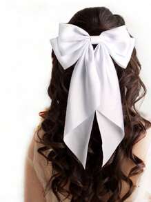 1pc Satin Bow Silk Hair Clip, Everyday Wear Hairpiece