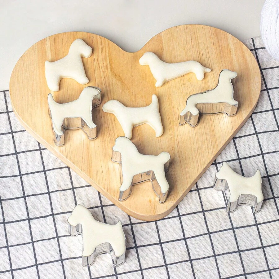 5 件不锈钢可爱狗狗饼干模具，贵宾犬 + 腊肠犬 + 小狗形状 DIY 饼干模具