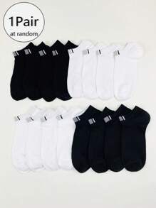 1 Pair/8 Pairs Men's Plaid Black & White Ankle Socks, Basic Style For Spring & Summer - Black and White - View 6