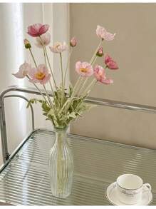 1 Flor artificial de amapola para decoración del hogar, flor de seda con tallo, adornos de flores artificiales para decoración de fiestas, bodas, restaurantes, mesas, ramos, regalos, cumpleaños, graduaciones, jardín, exterior, jardinería, flores falsas.