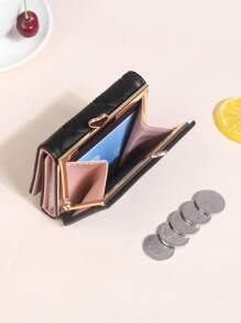 Fashionable Embroidered Tri-Fold Multi-Functional Multi-Card Slot Compartment Mini Women Wallet Wallet Purse Wallet Mini Wallet Small Wallet - Black - View 6